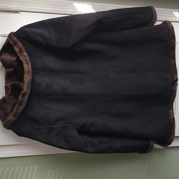 NWT Jones New York Black Chocolate 🍫 Shearling Suede Coat Jacket Size Large - Picture 5 of 8